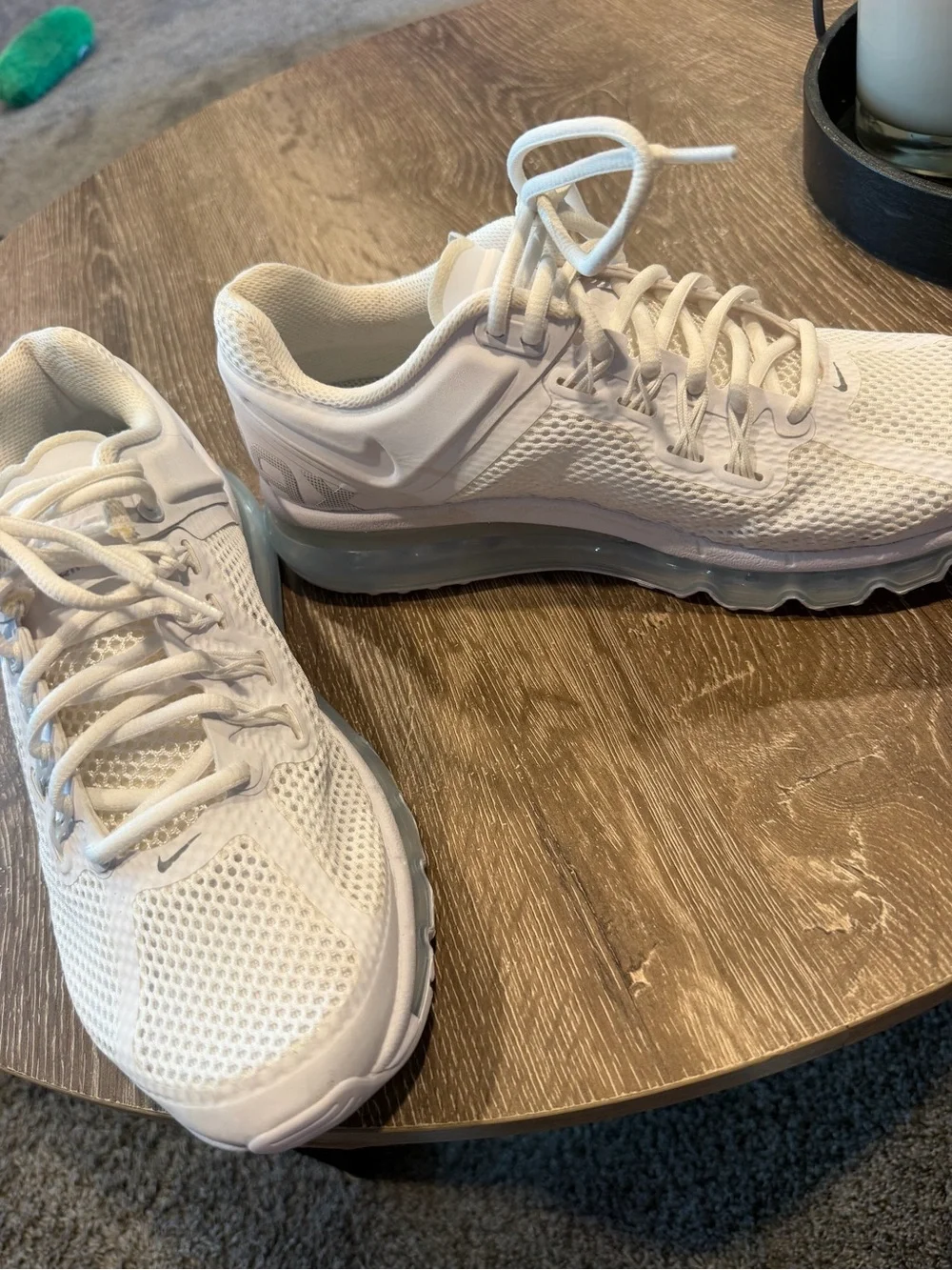 Nike Air Max White and Gray Mesh Athletic Sneakers